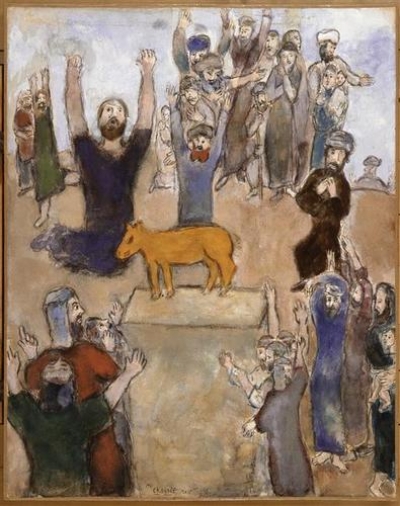 Photo: Marc Chagall (1931 - Jews worship the golden calf 1931)-Fanaticism: pride and vanity, ignorance, contagious excitement.